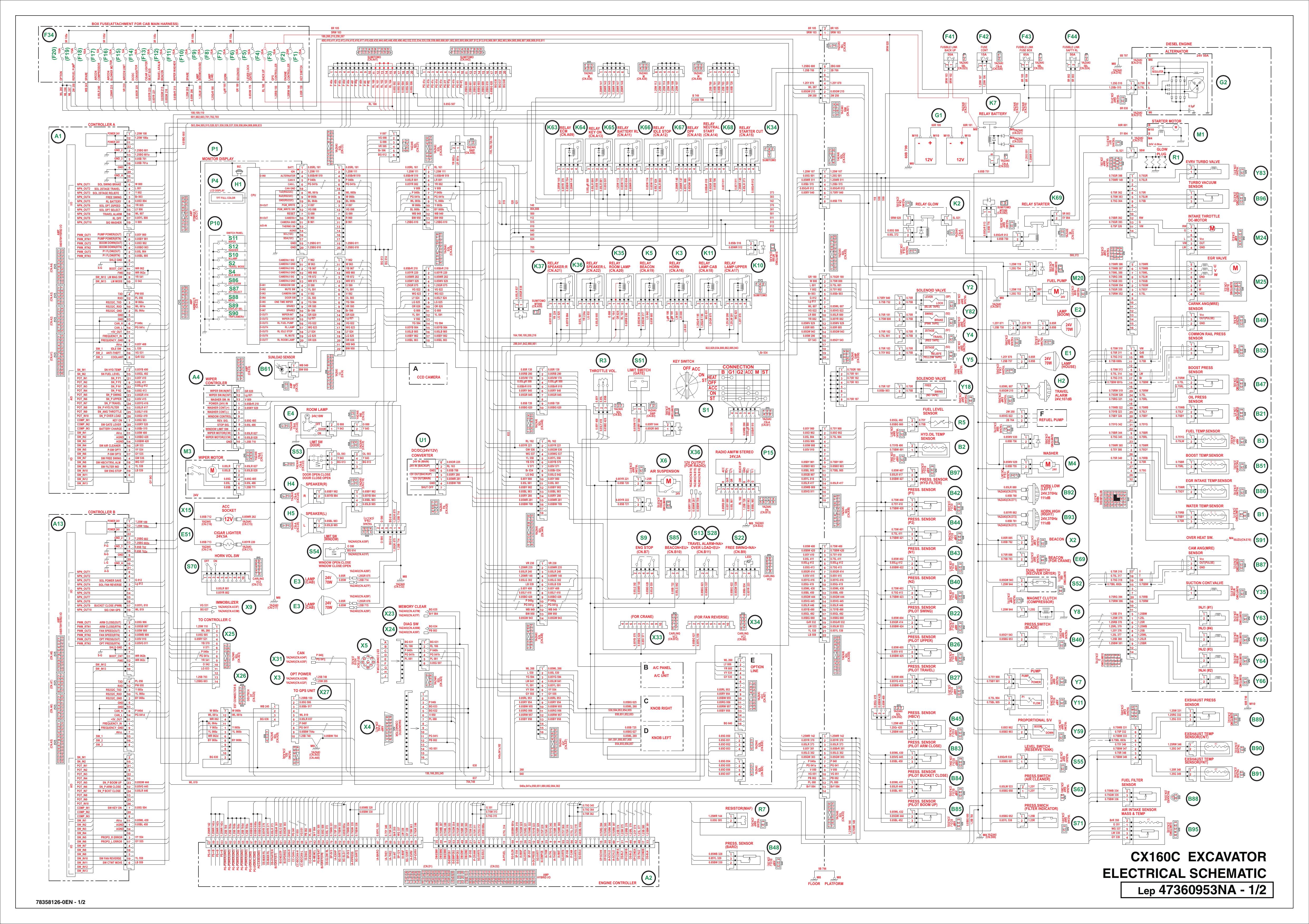 CX160C EXCAVATOR ELECTRICAL SCHEMATIC